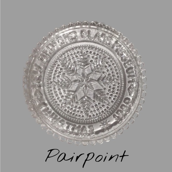 Vtg PAIRPOINT NEW BEDFORD GLASS MUSEUM CHRISTMAS Crystal Pressed Glass Cup Plate - Picture 1 of 6